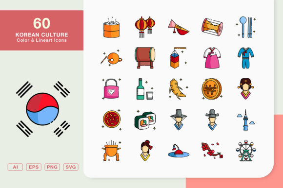 Enhance Your Designs with Korean Culture Icon Sets